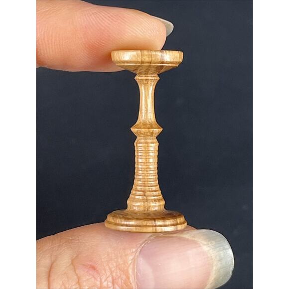 Dollhouse Miniature M Hunt Maire Wood Hand Turned Candle Holder New Zealand - Picture 5 of 8